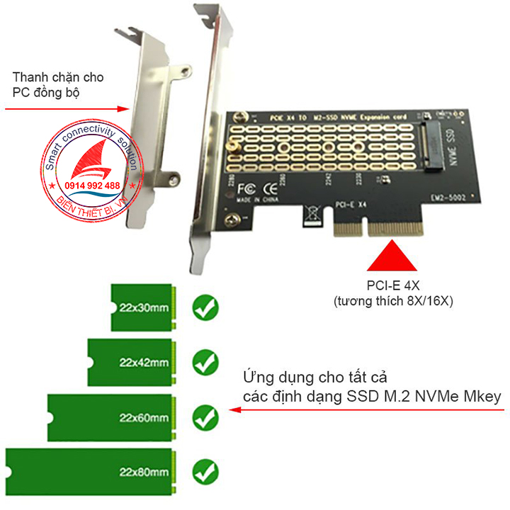 Card chuyển đổi M.2 NGFFe sang PCIe 4X  cho máy tính PC