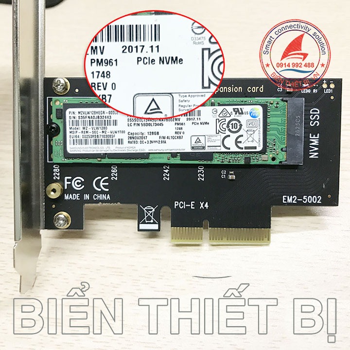 Card chuyển đổi M.2 NGFFe sang PCIe 4X  cho máy tính PC