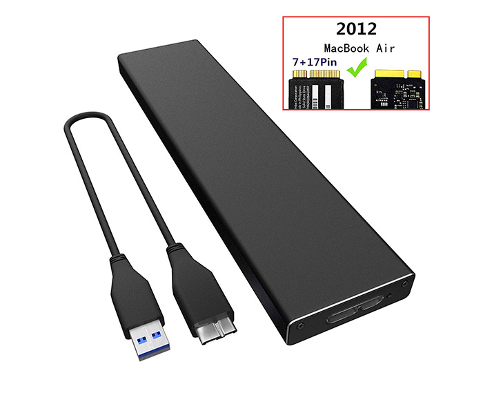 Box ổ cứng SSD 7+17Pin Macbook Air 2012, Pro 2012 sang USB 3.0