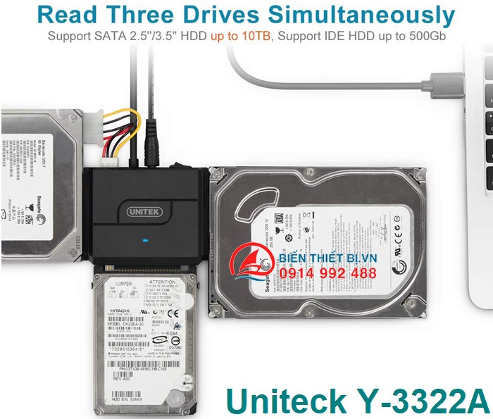 Bộ chuyển đổi HDD SSD DVD-R SATA IDE-ATA sang USB 3.0 Unitek Y-3322
