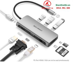 Hub USB Type-C 9 in 1 to HDMI VGA USB 3.0 LAN