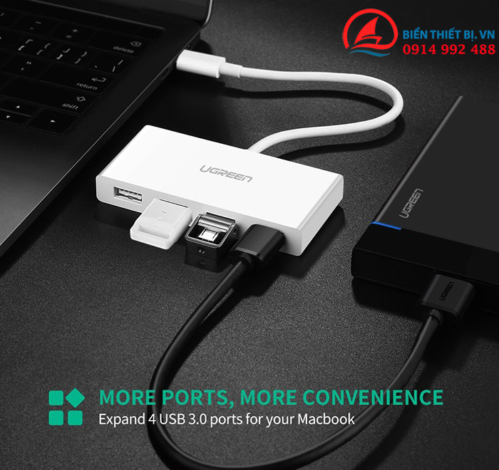 Bộ chia Thunderbolt 3 - chia USB Type-C ra 4 USB 3.0 - Ugreen 40379