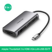 Hub USB Type-C 9in1 to HDMI VGA USB 3.0 LAN hỗ trợ sạc PD Ugreen 40873