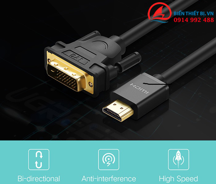 Cáp chuyển DVI-D sang HDMI dài 12m - chính hãng Ugreen 10165