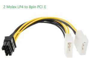 Cáp nguồn 2 ATA Molex ra 8Pin PCI-E cấp nguồn cho Card VGA