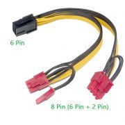 Cáp chia nguồn 6pin sang 2 x 8pin cho máy tính PC