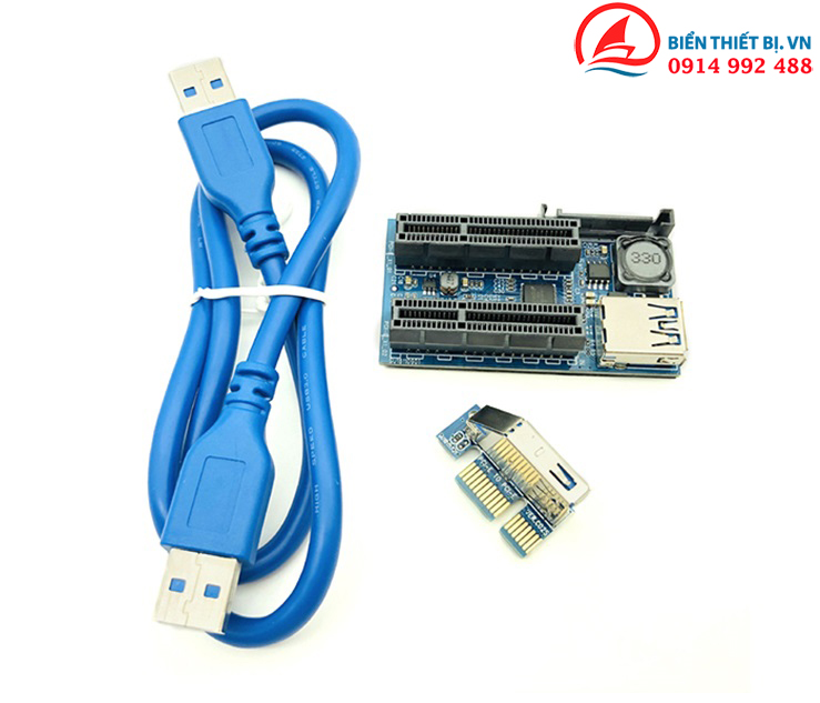 Card riser PCI-E 1X ra 2 PCI-E 4X Cáp mở rộng USB  dài