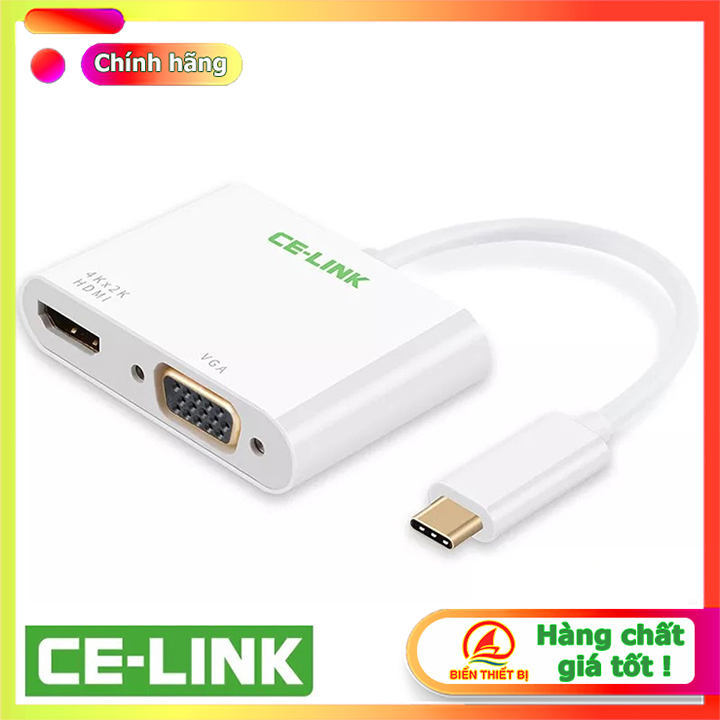 Cáp chuyển đổi USB-C ra HDMI và VGA Thương hiệu CE-Link Hỗ trợ 4k