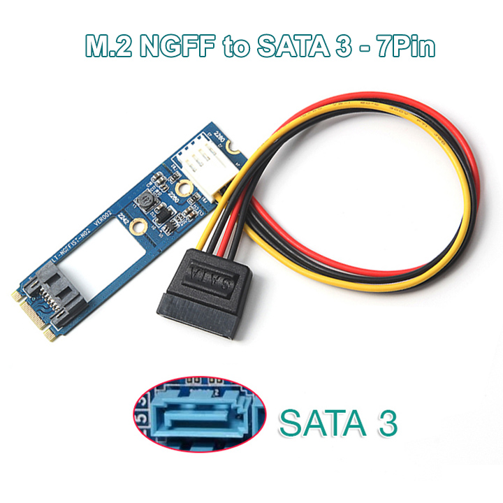Adapter M.2 NGFF to SATA 7Pin tốc độ 6Gb cho ổ cứng HDD SSD SATA 3