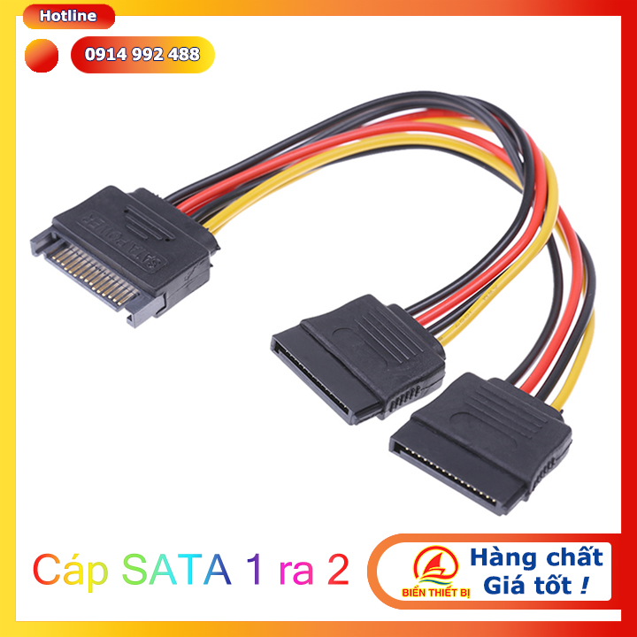 Cáp chia nguồn SATA 1 ra 2 cho ổ cứng SSD 2.5, HDD 3.5/ 2.5″