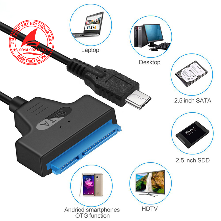 Cáp USB-C sang HDD SSD SATA 2.5 kết nối ổ cứng HDD SSD Laptop
