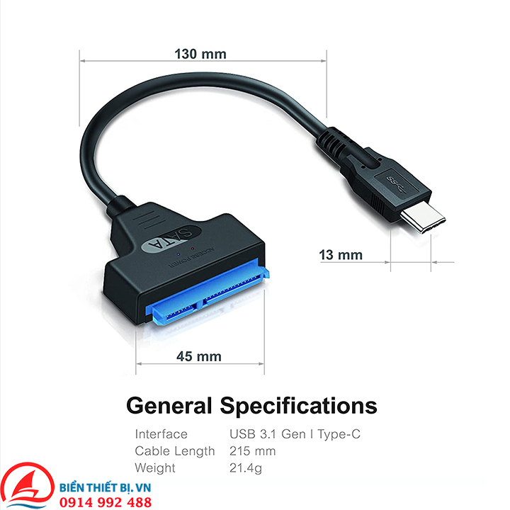 Cáp chuyển đổi USB-C sang HDD SSD SATA 2.5