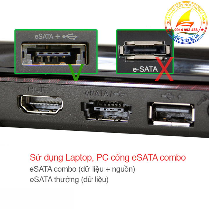 Cáp kết nối SATA 22pin (7pin + 15pin) sang eSATA + USB (Combo)