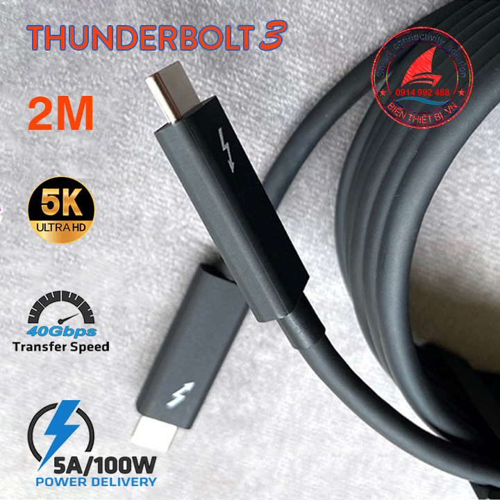 Cáp Thunderbolt 3 LG dài 2m tốc độ 40Gbps hình ảnh 5K sạc 5A/100W