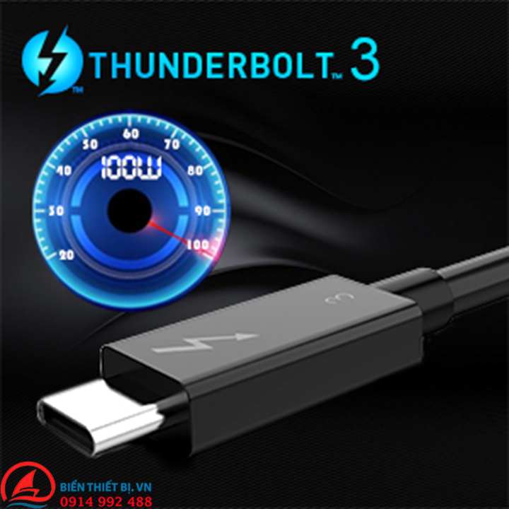 Cáp Thunderbolt 3 (USB-C) tốc độ truyền dữ liệu 40Gbps hỗ trợ 5K 4K@60Hz sạc 20V-5A/100W PD