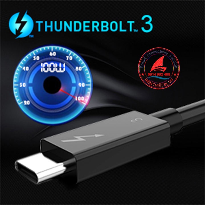 Thunderbolt 3 cable (USB-C) 40Gbps data transfer rate support 5K 4K@60Hz 20V-5A/100W Power Delivery charging