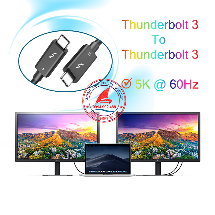 LG brand Thunderbolt 3 cable outputs 5K images at 40Gbps Charging 5A / 100W