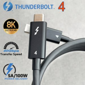 Cáp Thunderbolt 4 dài 1.5M - 2M Tốc độ 40GB, xuất hình ảnh 8K, Sạc 5A/100W PD