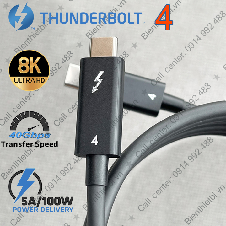 Cáp Thunderbolt 4 dài 1.5M tốc độ 40GB xuất hình ảnh 8K sạc 100W
