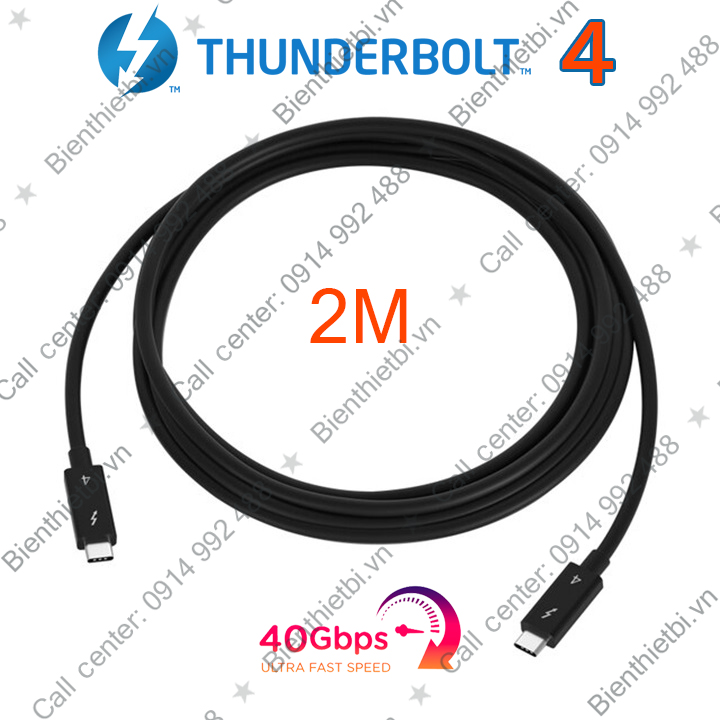 Cáp Thunderbolt 4 tốc độ 40GB dài 2M - Hỗ trợ 8K 4K@60Hz sạc 5A/100W