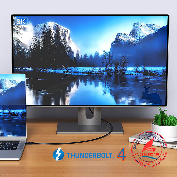 Thunderbolt 4 Cable 40GB Speed, 8K@60Hz Video Out, 100W Power Delivery Charging