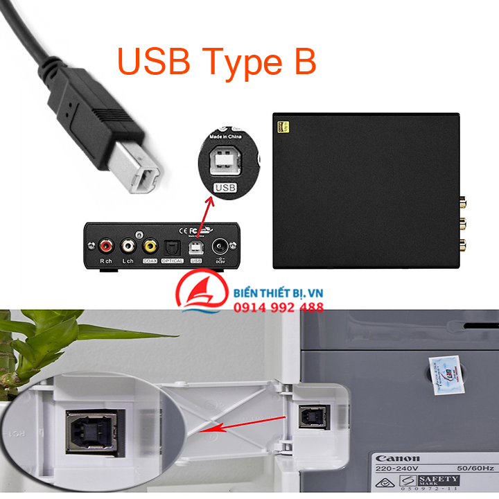 USB-C to USB 2.0 Type B converter cable 1m and 0.5m (50cm) long, connecting Laptop, Macbook to Printer, HDD Box and MIDI device