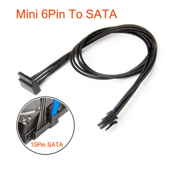 Cavo Alimentazione Mini SATA 6 Pin A 2x SATA 15 Pin - Per Dell 3070 3670 Vostro 3967 3977 3980