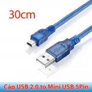 Cáp USB 2.0 to Mini USB 5pin 30cm 0.3m 50cm 0.5m 1.5m 3m 5m 10m cho máy lập trình PLC Camera máy ảnh đầu đọc thẻ nhớ Card reader máy tính Laptop SSD HDD Box