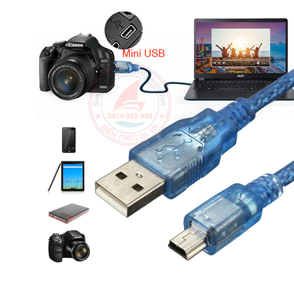 Cáp USB to Mini USB 1.5m Kết nối USB 2.0 PC, đầu đọc thẻ, HDD Box