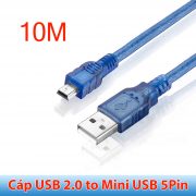 Cáp USB 2.0 to Mini USB 5pin 30cm 0.3m 50cm 0.5m 1.5m 3m 5m 10m cho máy lập trình PLC Camera máy ảnh đầu đọc thẻ nhớ Card reader máy tính Laptop SSD HDD Box
