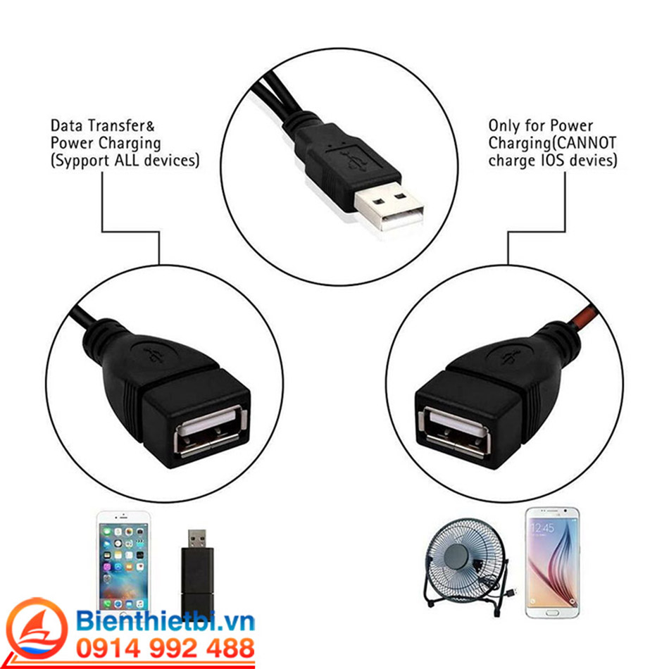 Cáp USB dữ liệu DATA + Power sac điện thoại di động, máy nghe nhạc, Pin dự phòng