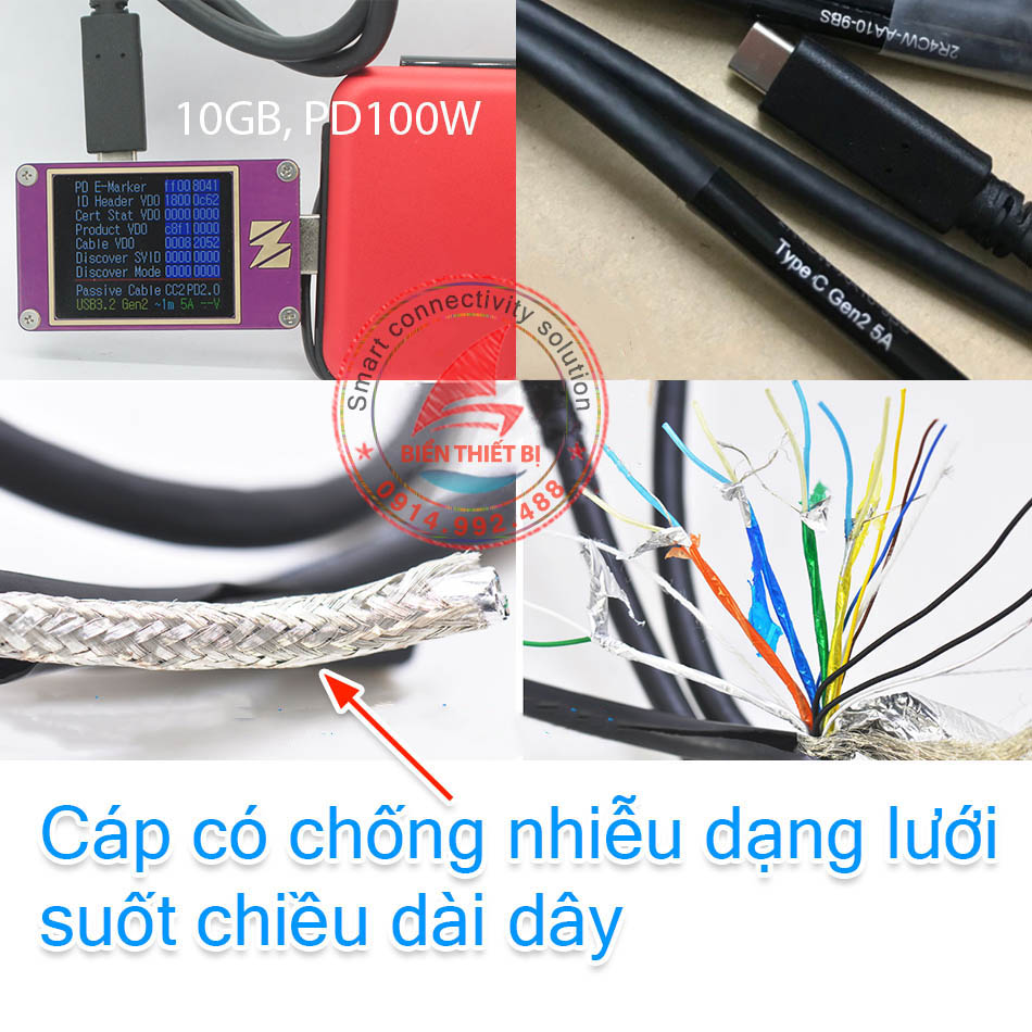 Cáp sạc Type-C truyền video 4K60hz, âm thanh, size 1 mét theo màn DELL Ultrasharp, hàng mới Zin