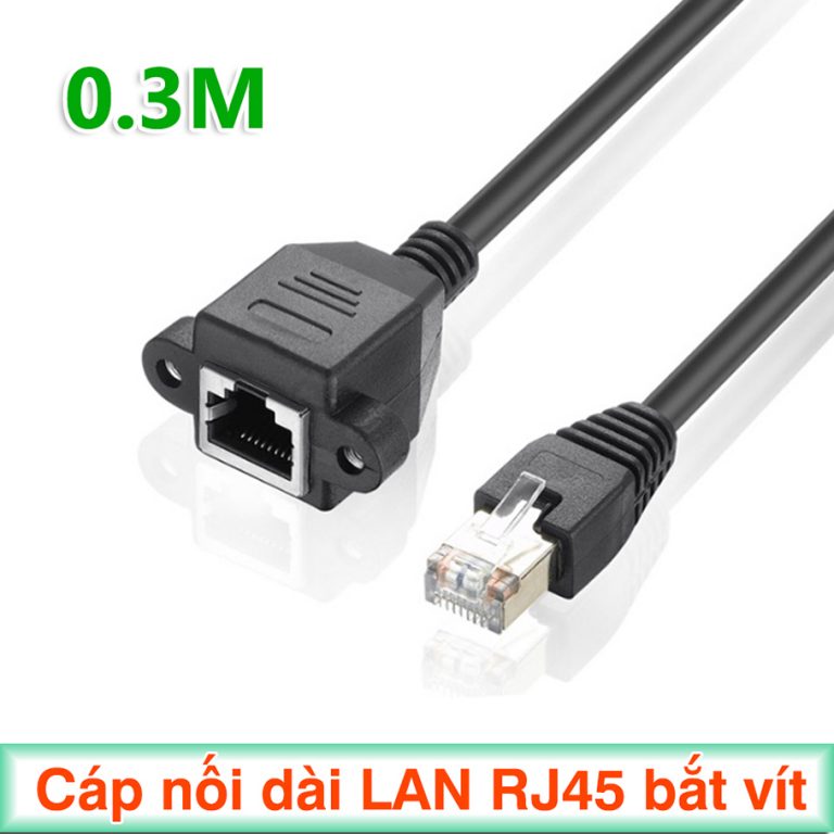 Cáp mạng LAN RJ45 30cm Đực-Cái bắt vít cho Server Router Hub Switch